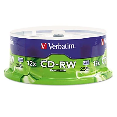 Image of Verbatim CD RW 80MIN 700MB 4X 12X High Speed Branded 25pk Spindle 25pcs (CD RW, 700 MB, 25 pc(s), 12x, 120 mm, 80 min)