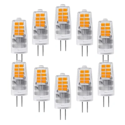 Image of OUGEER Pack of 10 Energy Saving G4 3W LED Bulb,30 SMD 2835,Warm White 3000K, AC220V 240V,300LM Bulbs Lamps Lights