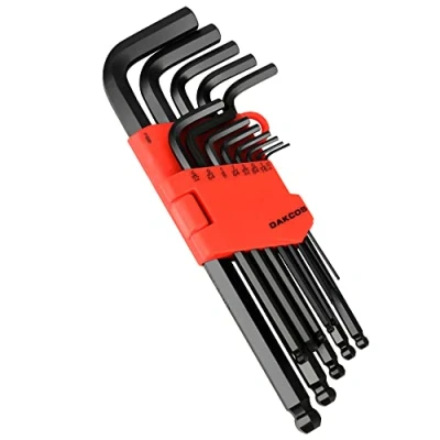 Image of DAKCOS Hex Key Set, 13 Piece Allen Wrench Imperial Ball End Set 0.05&quot; 3/8&quot;, L for Bike, Household DIY, Black