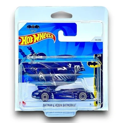 Image of Hot Wheels Batman &amp; Robin Batmobile (Dark Blue) 2/5 2024 54/250 (Short Card) includes a KLAS Car Keeper Protector Case HTD51