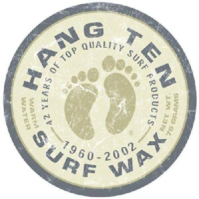 Image of Hang Ten Surf Wax Surfing Beach Round Distressed Retro Vintage Metal Tin Sign Square/Round 12x12 inch