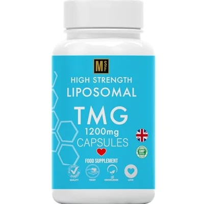 Image of Liposomal TMG 120 Capsules (1200mg) 99% Pure Trimethylglycine Supplement as Betaine High Strength Liver Heart Health Longevity Vegan
