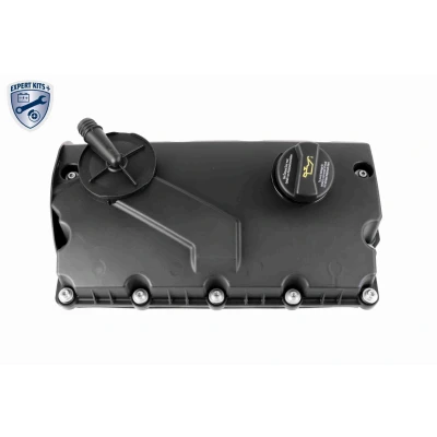 Image of 038103469N, 038103469T Rocker cover VAICO V10 6512 with valve gasket breather valve, bolts/screws, cap AUDI: A4 B7 Saloon