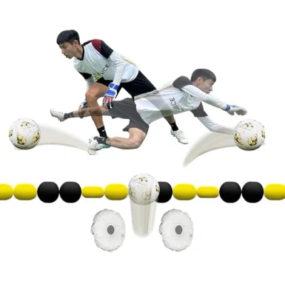 Image of Goalkeeper Training Equipment, 2.75m Single Line Deflector for Reflex &amp; Agility Training, Deflection Equipment with 2 Water Bag, Football Soccer Aids yellow