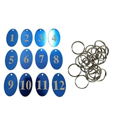 Image of Sourcemall Aluminum Alloy Numbered Tags with Key Ring (Blue, 1 50)