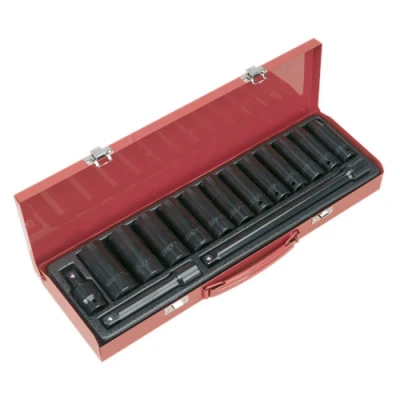 Image of Sealey Premier Impact Socket Set 15pc 1/2&quot;Sq Drive Deep Metric