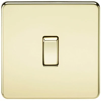 Image of KnightsBridge 10A 1G 2 Way 230V Screwless Polished Brass Electric Wall Plate Switch