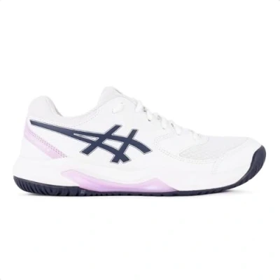 Image of Asics Geldedicate 8 Multicourt tennis shoes, Women&#039;s, Size: 7, White/indigo fog Imitation leather/ textile