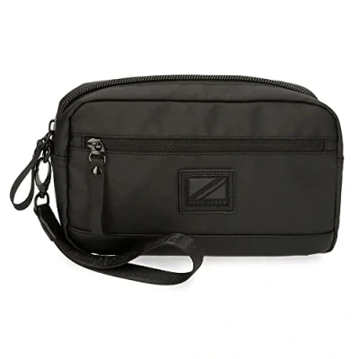 Image of Pepe Jeans Hoxton Black and Blue Polyester PU Shoulder Bags Toiletry Bag Various Sizes, black, standard size, Handbag