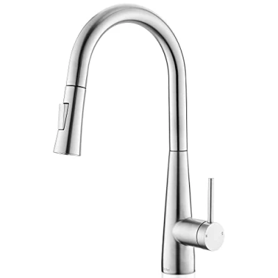 Image of Tohlar Kitchen Tap Brushed Nickel with Pull Down Sprayer, Mixer Taps Modern Stainless Steel Single Handle for Sink