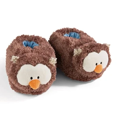 Image of NICI 48934 Eule Oscar owl Size (M) 34 37 Brown Sustainable Warm Cuddly Toy Boys and Girls Animal Shoes with Non Slip Soles Slippers, 34(M)