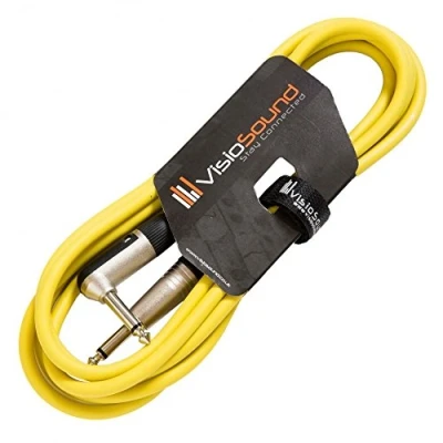 Image of Guitar Lead 6.35mm 1/4&quot; Mono Jack to Angled Jack/Instrument Cable / 6 Colours 3m Yellow
