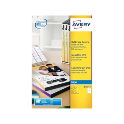 Image of Avery J8437 25 DVD Case Inserts, 1 Label Per A4 Sheet, White