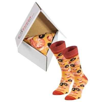 Image of Rainbow Socks Women Men Pizza Box Seafood 1 Pair Size 4 7