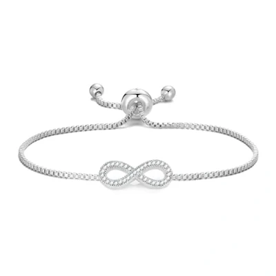 Image of Philip Jones Silver Plated Infinity Friendship Bracelet Created with Zircondia® Crystals