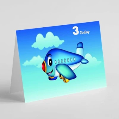 Image of Beebooh cards Happy little blue plane 3rd birthday card