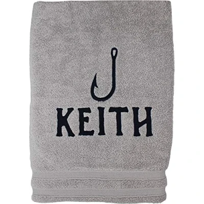 Image of TeddyTs Personalised Fishing Gift Towel with Embroidered Name (Grey Mist)