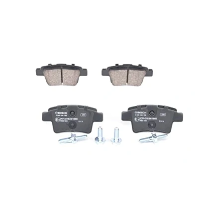 Image of BP1110, E990R018341666 Brake pad set BOSCH 0 986 494 199 Low Metallic with anti squeak plate, bolts/screws accessories