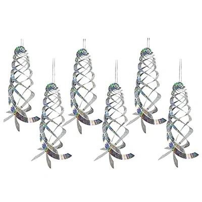 Image of Bumdenuu 6 Pack Bird Repellent Spiral Reflectors Silver Mylar, Reflective Deterrent Device Garden Decorative