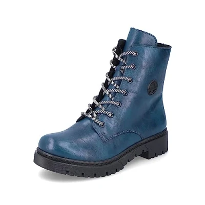 Image of Rieker Women Ankle Boots Y2440, Ladies Lace up Boot,Boot,Half Boot,lace Bootie,Transition Shoe,Blue (Blau / 12),37 EU 4 UK