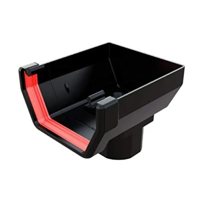 Image of Black Square Gutter Stop End Outlet, Freeflow 114mm Rain Water Systems