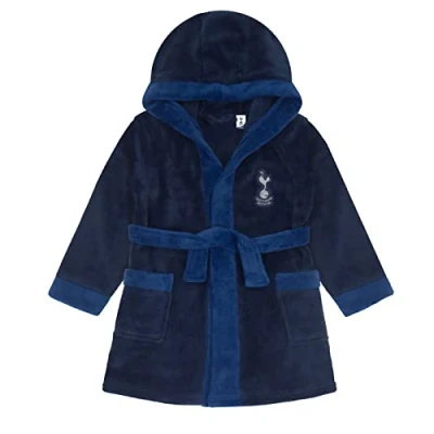 Image of Tottenham Hotspur FC Official Baby Hooded Fleece Dressing Gown Navy 12 18 Months