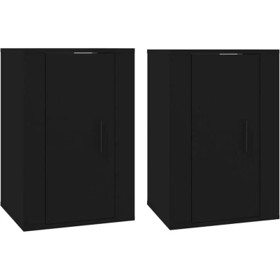 Image of vidaXL Wall Mounted TV Cabinets 2 pcs Black 40x34.5x60 cm