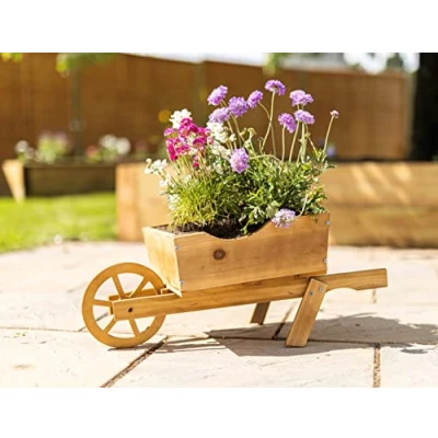 Image of Garden Mile® Woodland Wheelbarrow Planter Ornament Outdoor Decoration Planting Patio Decor Ornamental Suitable for Plants &amp; Flowers (Woodland Planter)