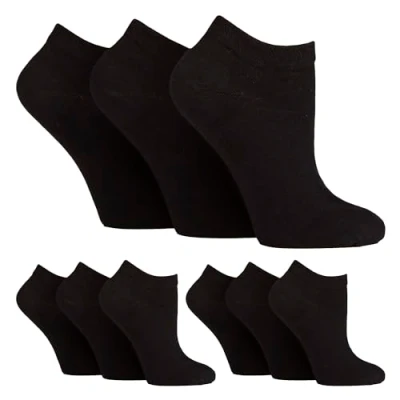 Image of IOMI 9 Pair Multipack Ladies Diabetic Trainer Socks Loose Fitting Non Binding Ankle (4 8, Grey/Teal/Mint)