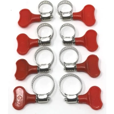 Image of 8Pcs Hose Clip Set Adjustable Pipe Clamp Easy Turn Butterfly Jubilee Clips Stainless Steel 15mm 25mm