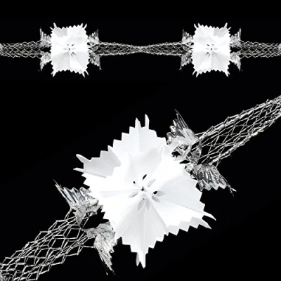 Image of Premier Christmas Foil Ceiling Decoration 20cm 4 Section Full Garland Silver white Decorations