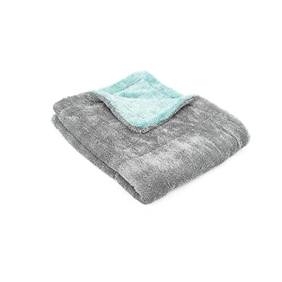 Image of The Rag Company Liquid8r Absorbent 70/30 Blend Microfiber Drying Towel for Cars, Trucks, SUVs, Safe Detailing + Scratch Free, Twist Loop, 1100gsm, 20in x 24in, Aqua Blue/Grey