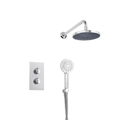 Image of Triton Showers Revere Mixer Shower Chrome Rainfall Showerhead Thermostatic Rear fed for Bathroom Concealed Home Improvement