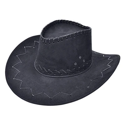 Image of Bristol Novelty BH438 Cowboy Hat Stitched Black, Unisex Adult, One Size