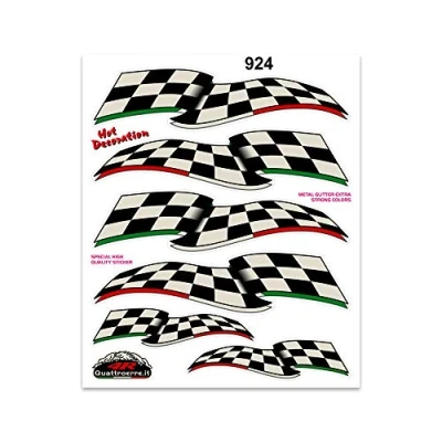 Image of 4R Quattroerre.it Chequered Flag Sticker, 20 x 24 cm