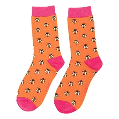 Image of Honey Bee on Orange Ladies Novelty Ankle Socks Adult One Size