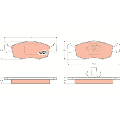 Image of 9948870, 9949125 Brake pad set TRW COTEC GDB1443 not prepared for wear indicator FIAT: Doblo I Estate, Cargo