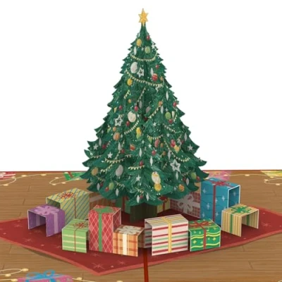 Image of papercrush® Pop Up Christmas Card Tree 3D Greeting with &amp; Gifts for Children, Merry Wife, Mum Partner, Handmade Billet