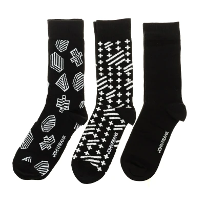 Image of John Frank Mens Pack 3 High top socks with anti pressure cuff JF3LSMC03 STANDART men Black One Size