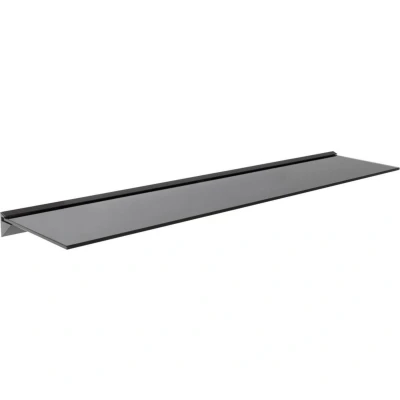 Image of AVF Black Glass Floating Shelf S11200BB Wall Mounted With Aluminium Profile, Max 20kg Lounge, Kitchen, Bathroom, Bedroom (120cm)