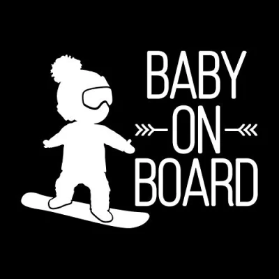Image of Porfeet Car Sticker, 16x12cm BABY ON BOARD Snowboard Waterproof Styling Window Sticker Decal White