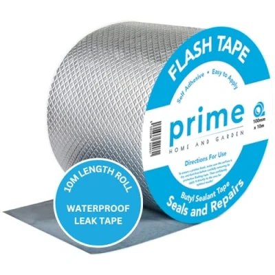 Image of Butyl Flash Tape 100mm x 10m for Roof and Waterproof Leaks Repair Aluminum Coating Flashing Sealant Seal Strip Repairing Crack, Gutter Holes (100mmx10m)