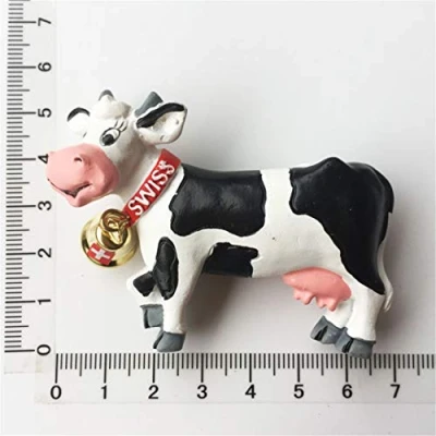 Image of Cow Bell Switzerland 3D Fridge Magnet Resin Handmade Craft Tourist Travel City Souvenir Collection Letter Refrigerator Sticker