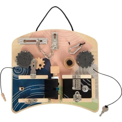 Image of small foot Locks and Rotation Activity Board, Diverse Motor Skills Fun for Kids Aged 3+ Years, 12392 Toys, Multicoloured