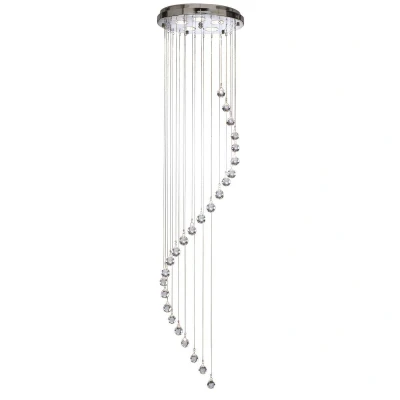 Image of Hallway 5 Light Spiral Cluster Pendant Chrome with Crystals, GU10