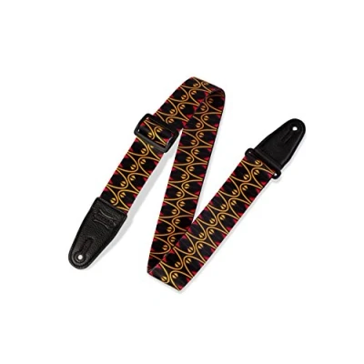 Image of Levy&#039;s Leathers 2&quot; Polyester Guitar Strap Sublimation Printed With Souldier/Levy&#039;s Design, Garment Leather Ends And Tri Glide Adjustment; Red, Yellow &amp; Black (MP2SLD 002)