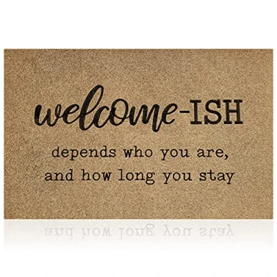 Image of JJUUYOU Large Welcome Mat for Front Door Funny ish Doormat Outside Entryway Washable Non Slip Rubber Backing Heavy Duty Rugs Low Profile Mats Entry Patio Shoe 90X60 CM