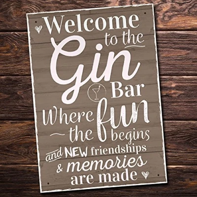 Image of RED OCEAN Gin Bar Hanging Plaque Alcohol Party Novelty Birthday Gift Garden Pub Friendship Sign