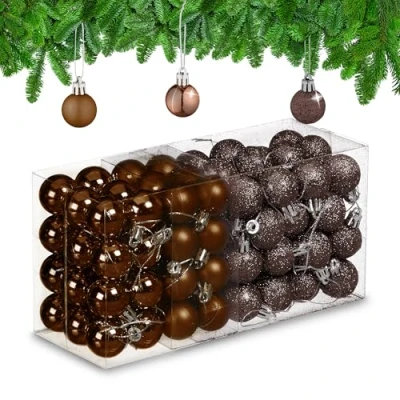 Image of Christmas Baubles Set of 96, Glittering, Matt and Sparkles, Plastic, Traditional Spheres, Decorations, Relaxdays