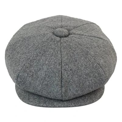 Image of TruClothing Mens Tweed Newsboy Cap Baker Boy Flat Grandad Hat 8 Panel Plain Grey XL